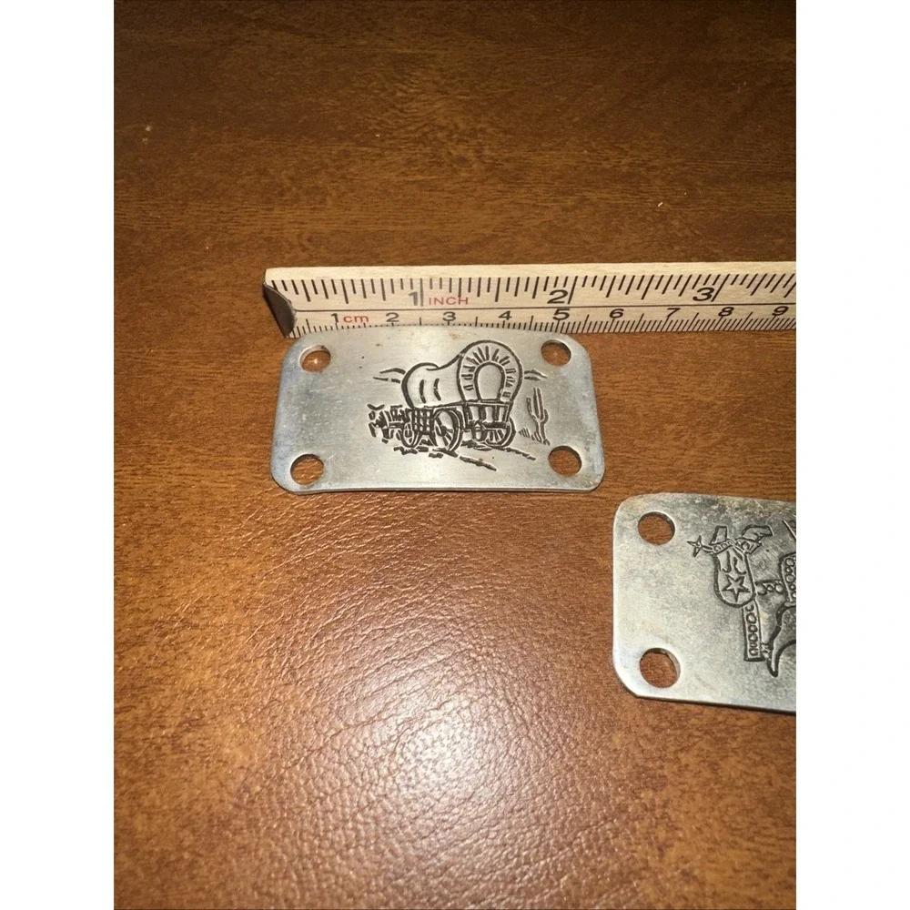 Western Vintage Aluminum Belt Buckle and 9 Bars For Conchos